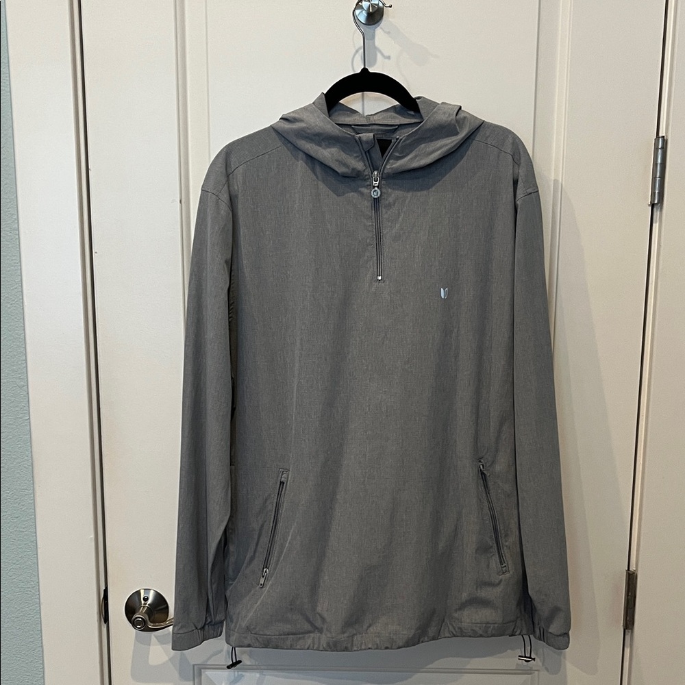 Linksoul Men's Gray Hooded Light 1/4 Zip Jacket